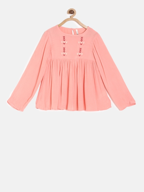 

Lee Cooper Girls Pink Self Design Pure Cotton Top