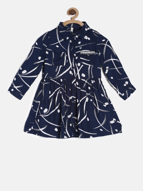

Lee Cooper Girls Navy Blue Printed A-Line Dress