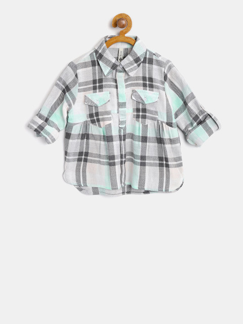 

Lee Cooper Girls Grey & Off-White Regular Fit Checked Casual Shirt