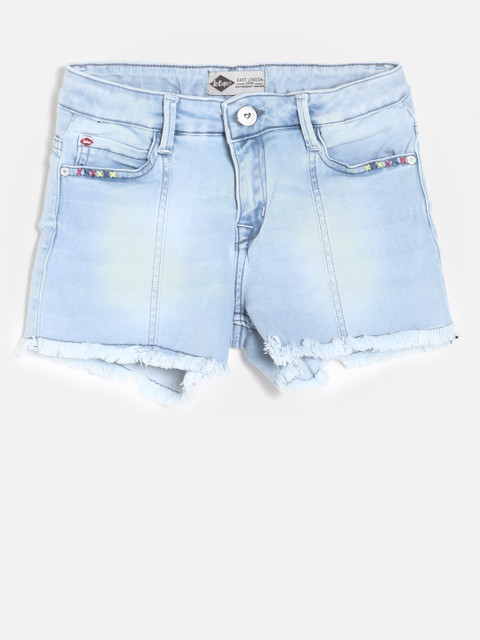 

Lee Cooper Girls Blue Solid Regular Fit Denim Shorts