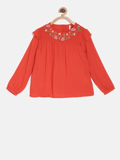 

Lee Cooper Girls Coral Orange Pure Cotton Top