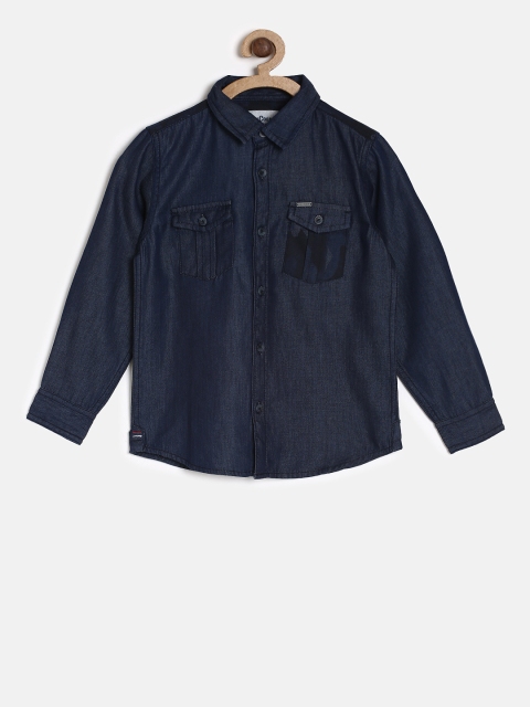 

Lee Cooper Boys Blue Regular Fit Solid Casual Shirt