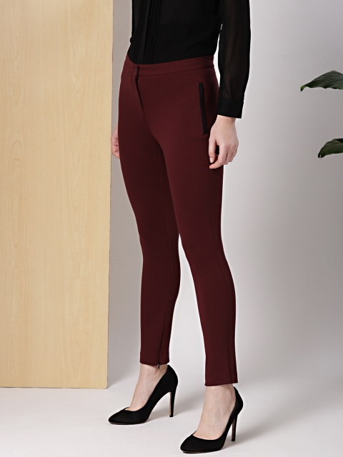 

her by invictus Women Burgundy Slim Fit Treggings