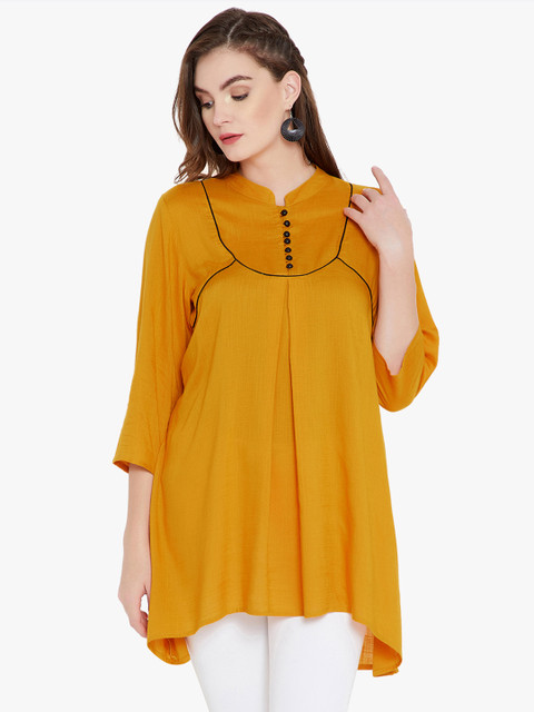 

Ruhaans Mustard Yellow Solid Tunic