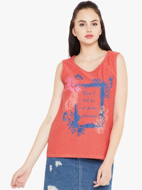 

Ruhaans Women Coral Self Design Top