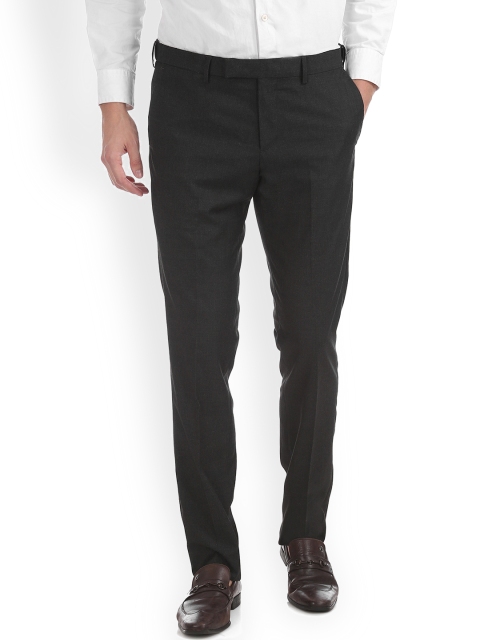 

U.S. Polo Assn. Men Charcoal Grey Slim Fit Solid Formal Trousers