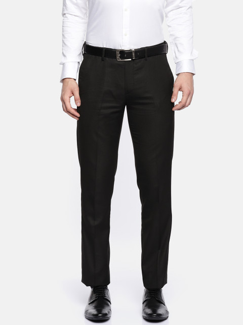 

U.S. Polo Assn. Men Black Slim Fit Self Design Formal Trousers