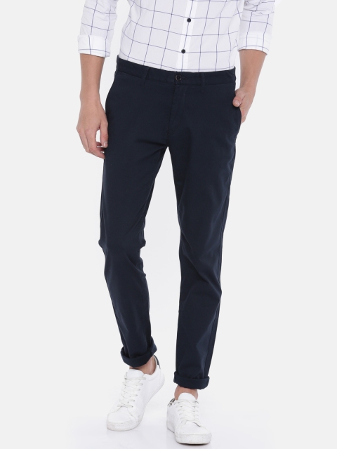 

U.S. Polo Assn. Men Navy Blue Slim Fit Solid Regular Trousers