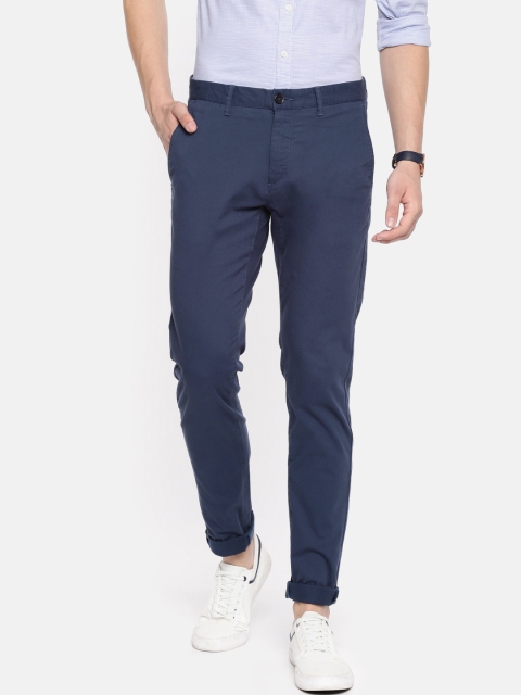 

U.S. Polo Assn. Men Navy Blue Slim Fit Solid Chinos