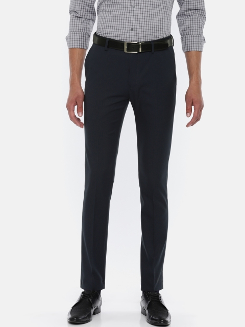 

U.S. Polo Assn. Men Navy Blue Super Slim Fit Solid Formal Trousers
