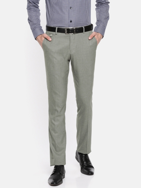 

U.S. Polo Assn. Men Grey Slim Fit Solid Formal Trousers