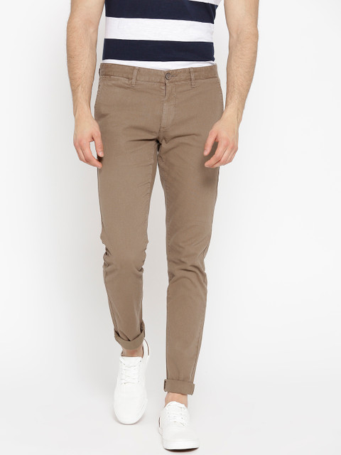 

U.S. Polo Assn. Denim Co. Men Brown Slim Fit Self-Design Chinos