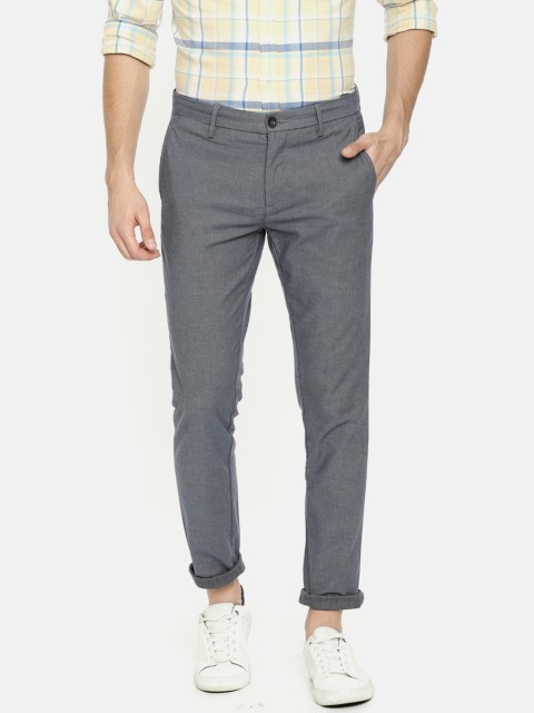 

U.S. Polo Assn. Men Blue Regular Fit Self Design Trousers