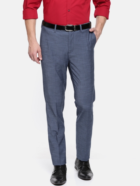 

U.S. Polo Assn. Men Blue Slim Fit Solid Formal Trousers