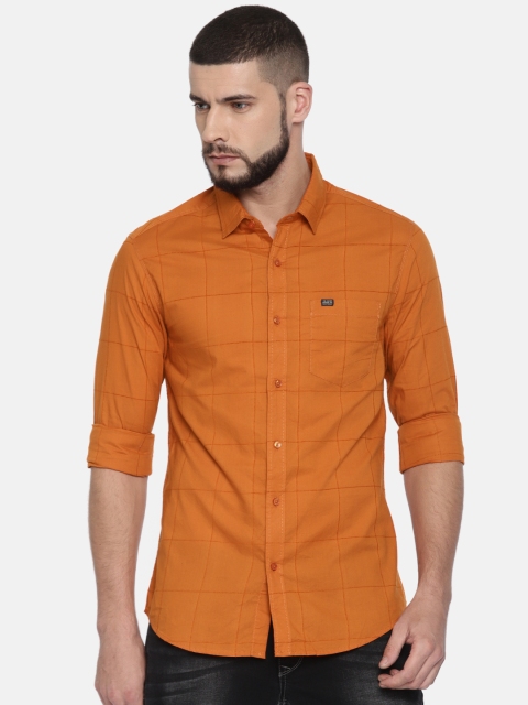 

The Indian Garage Co Men Orange Slim Fit Checked Casual Shirt