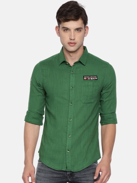 

The Indian Garage Co Men Green Slim Fit Solid Casual Shirt