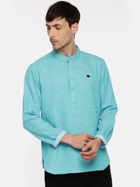 

The Indian Garage Co Men Blue Solid Straight Kurta