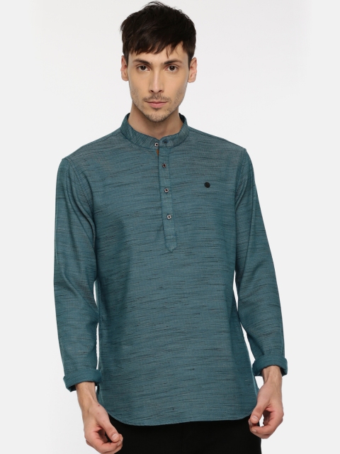 

The Indian Garage Co Men Teal Blue Solid Straight Kurta