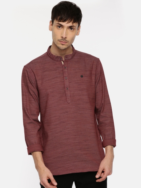 

The Indian Garage Co Men Maroon Solid Straight Kurta