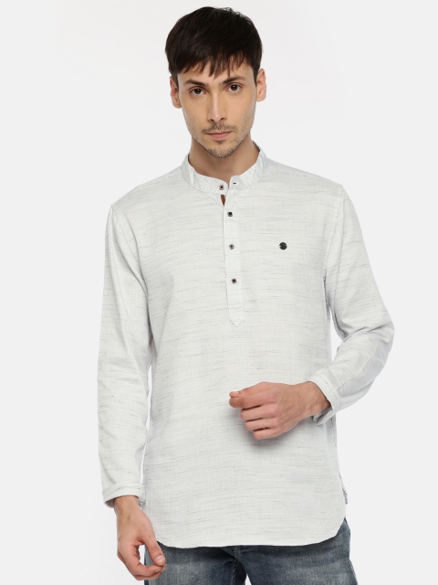 

The Indian Garage Co Men Off-White Solid Straight Kurta