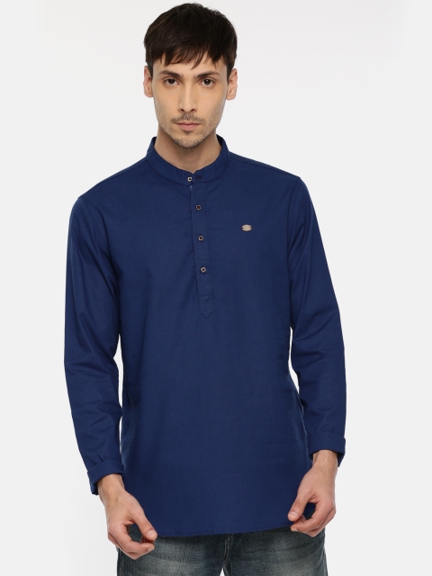 

The Indian Garage Co Men Blue Solid Straight Kurta