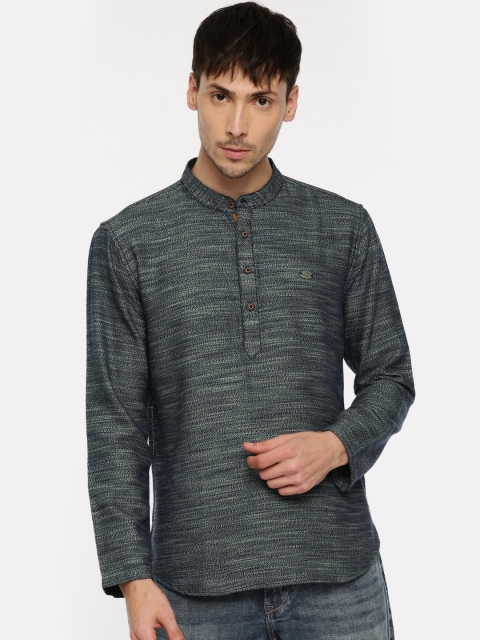 

The Indian Garage Co Men Navy Solid Straight Kurta, Navy blue