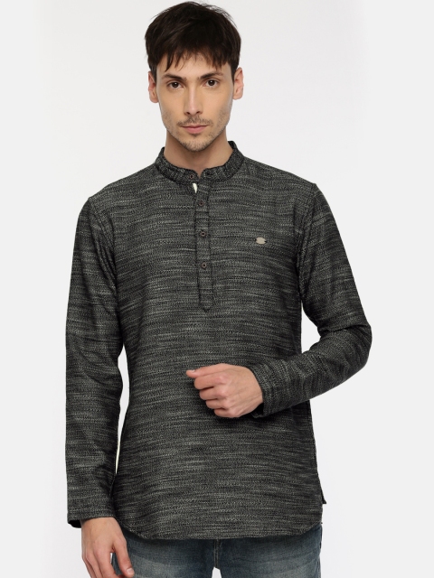 

The Indian Garage Co Men Charcoal Grey Solid Straight Kurta