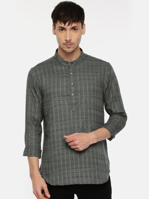 

The Indian Garage Co Men Grey Woven Design Straight Kurta