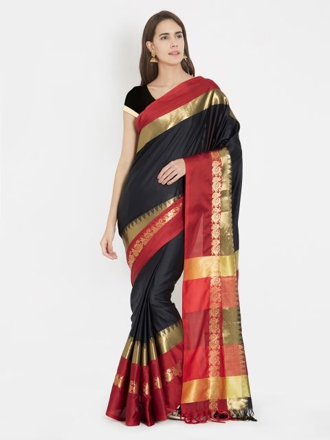 

Rajesh Silk Mills Black Solid Pure Silk Saree