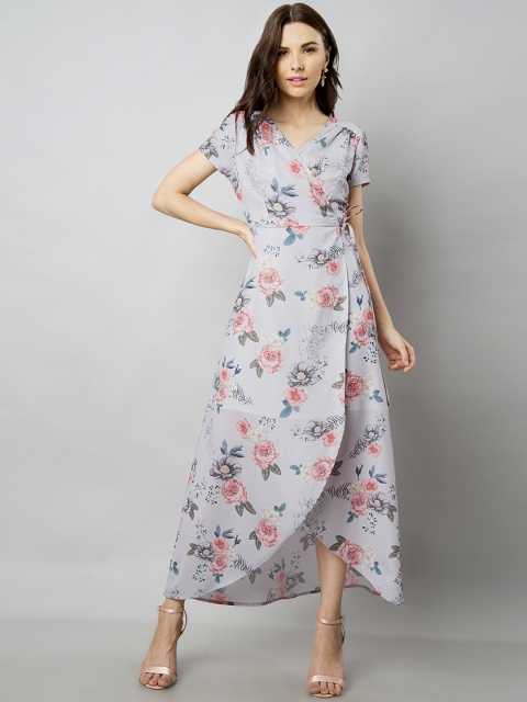 

FabAlley Women Blue Printed Wrap Dress