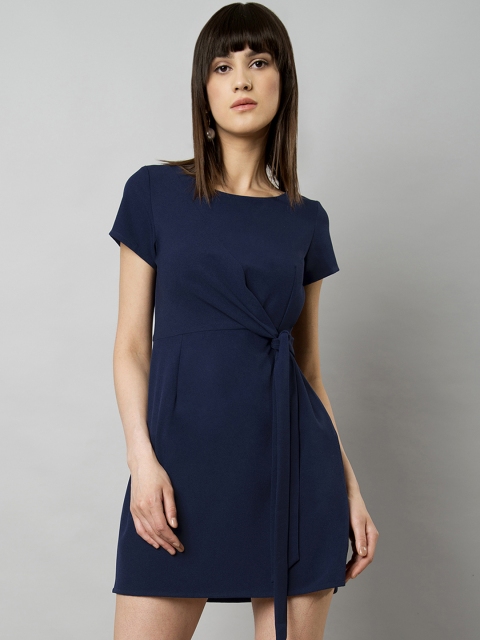 

FabAlley Women Navy Blue Solid Fit and Flare Dress