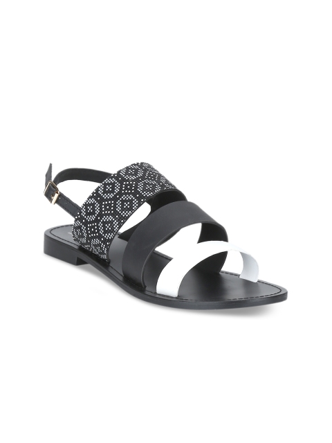 

Mode by Red Tape Women Black Solid Synthetic Open Toe Flats