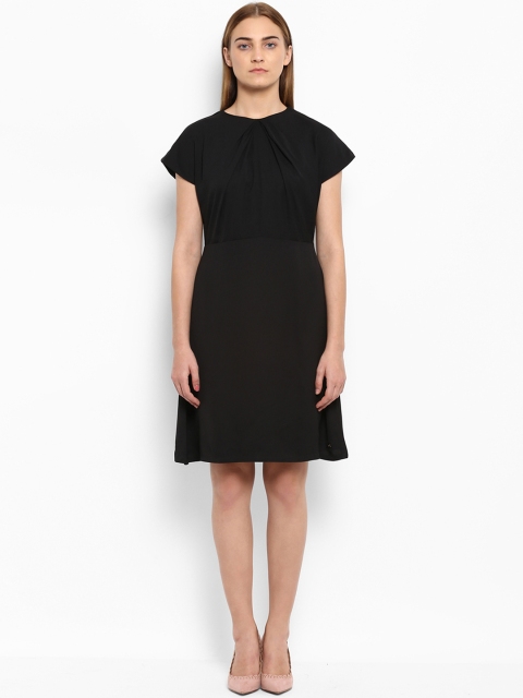 

Park Avenue Woman Black Solid Fit and Flare Dress