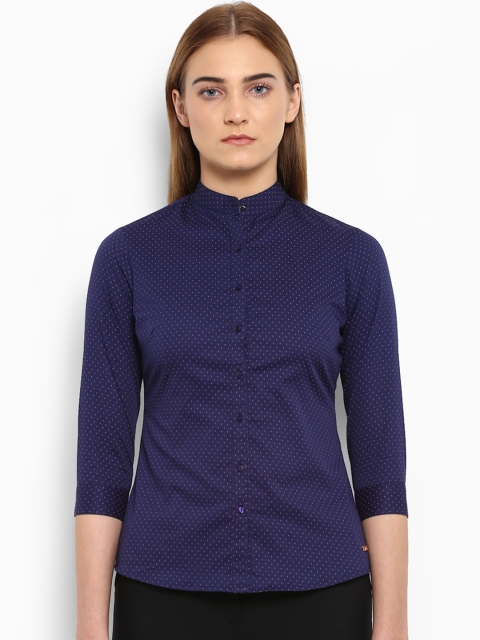

Park Avenue Woman Navy Blue Regular Fit Printed Casual Shirt