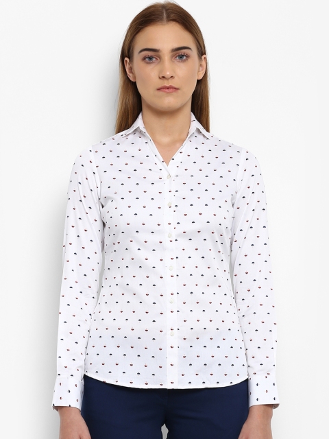 

Park Avenue Woman White Regular Fit Printed Casual Shirt