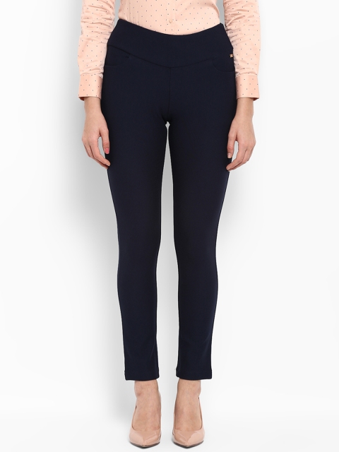 

Park Avenue Women Navy Blue Regular Fit Solid Trousers