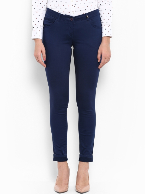 

Park Avenue Women Navy Blue Regular Fit Solid Trousers