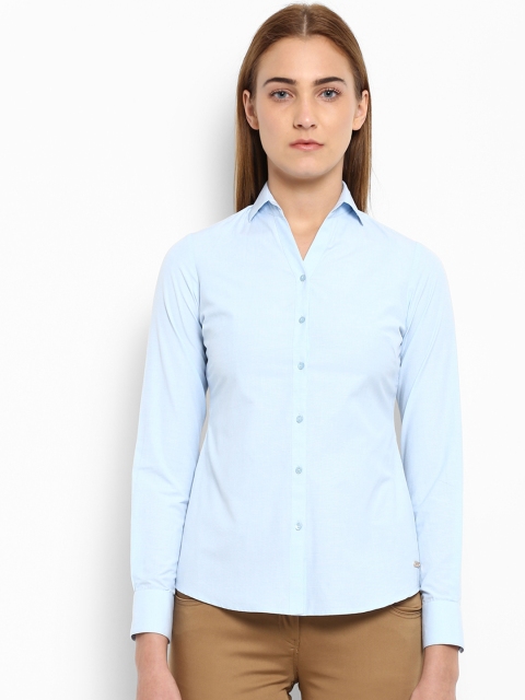 

Park Avenue Woman Blue Regular Fit Solid Casual Shirt