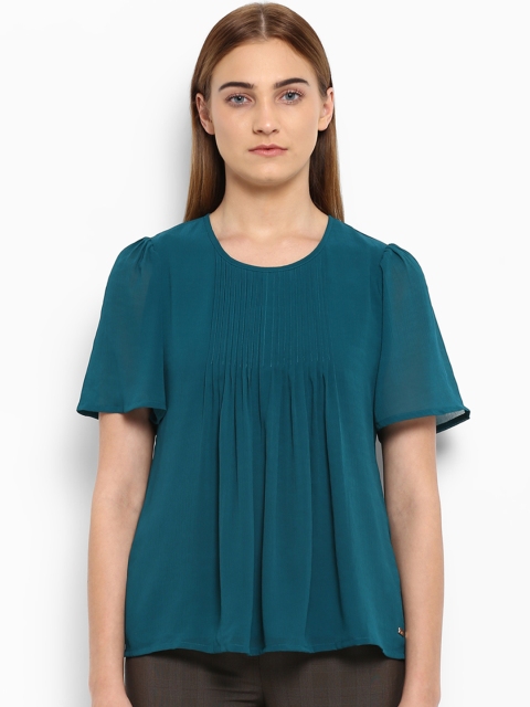 

Park Avenue Women Blue Solid A-Line Top