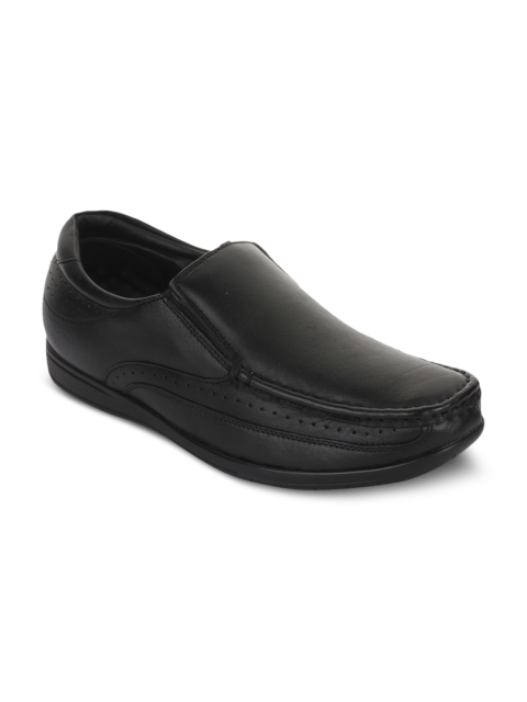 

Healers Men Black Solid Leather Formal Slip-On Shoes