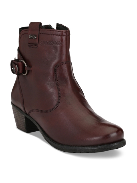 

Alberto Torresi Women Burgundy Solid Leather High-Top Flat Boots