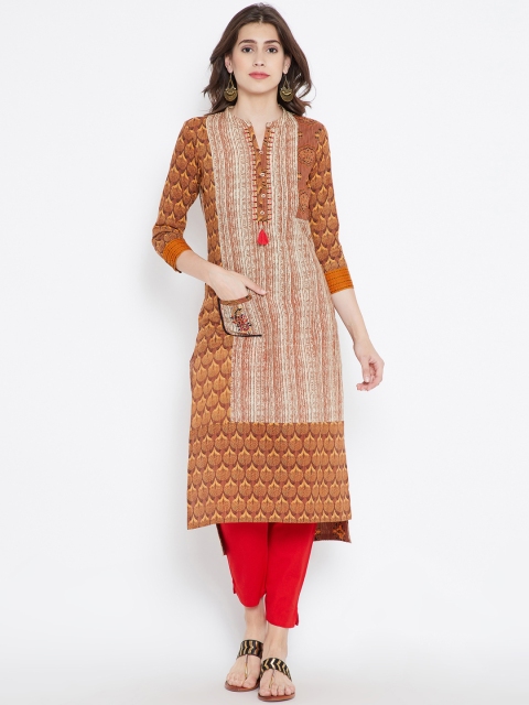 

Be Indi Women Rust Printed Straight Kurta