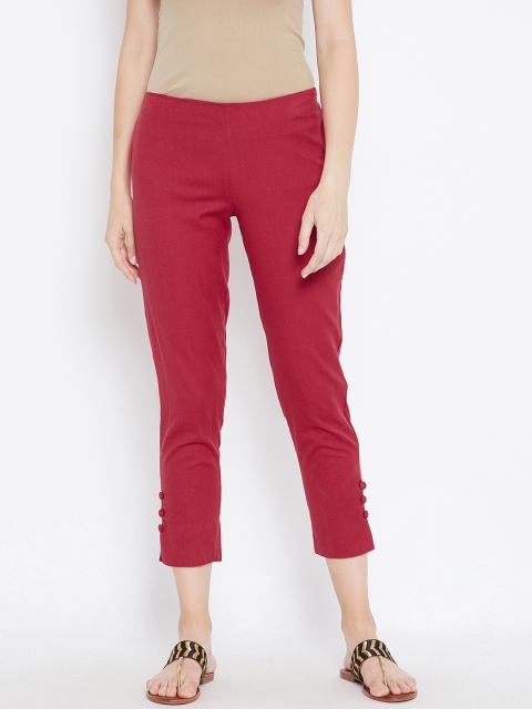 

Be Indi Women Red Comfort Straight Fit Solid Regular Trousers