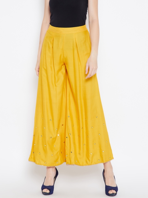 

Be Indi Women Yellow & Mustard Solid Flared Palazzos