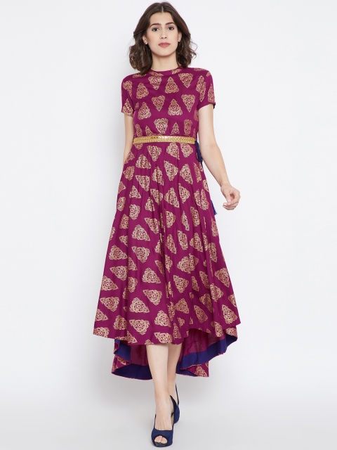 

Be Indi Women Magenta Printed A-Line Dress