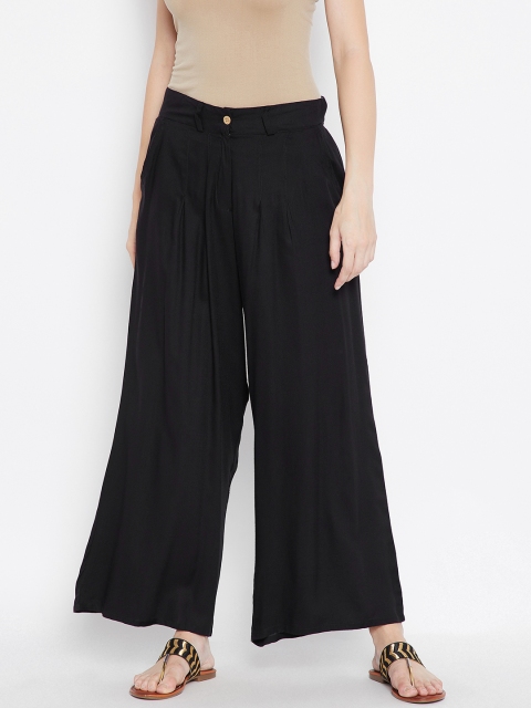 

Be Indi Women Black Solid Wide Leg Palazzos