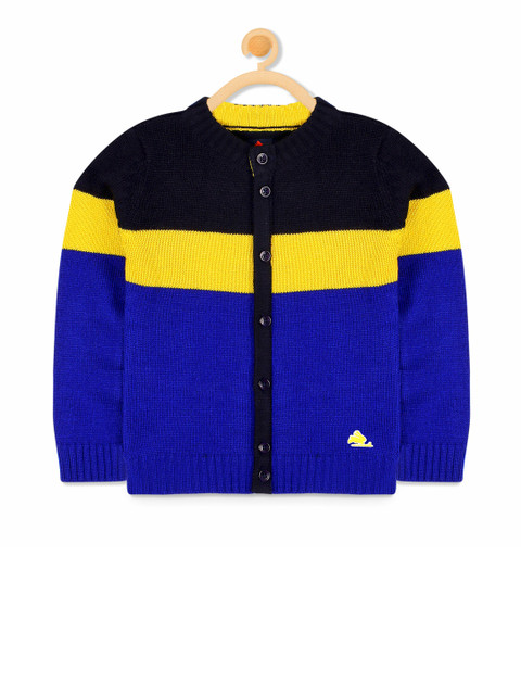 

Cherry Crumble Boys Blue & Black Colourblocked Cardigan