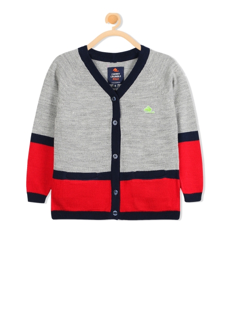 

Cherry Crumble Boys Grey & Red Wool Colourblocked Pullover