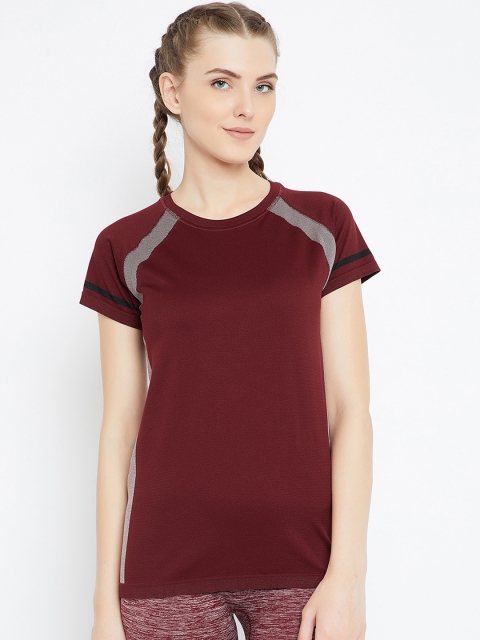 

C9 Women Maroon Solid Round Neck T-shirt