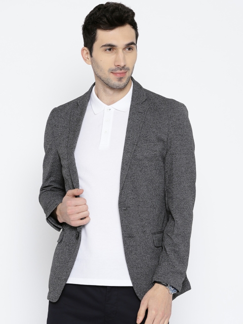

ColorPlus Men Charcoal Grey Contemporary Fit Solid Single-Breasted Smart Casual Blazer